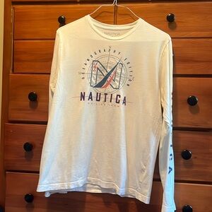 Mens White Nautica Long Sleeve T Shirt